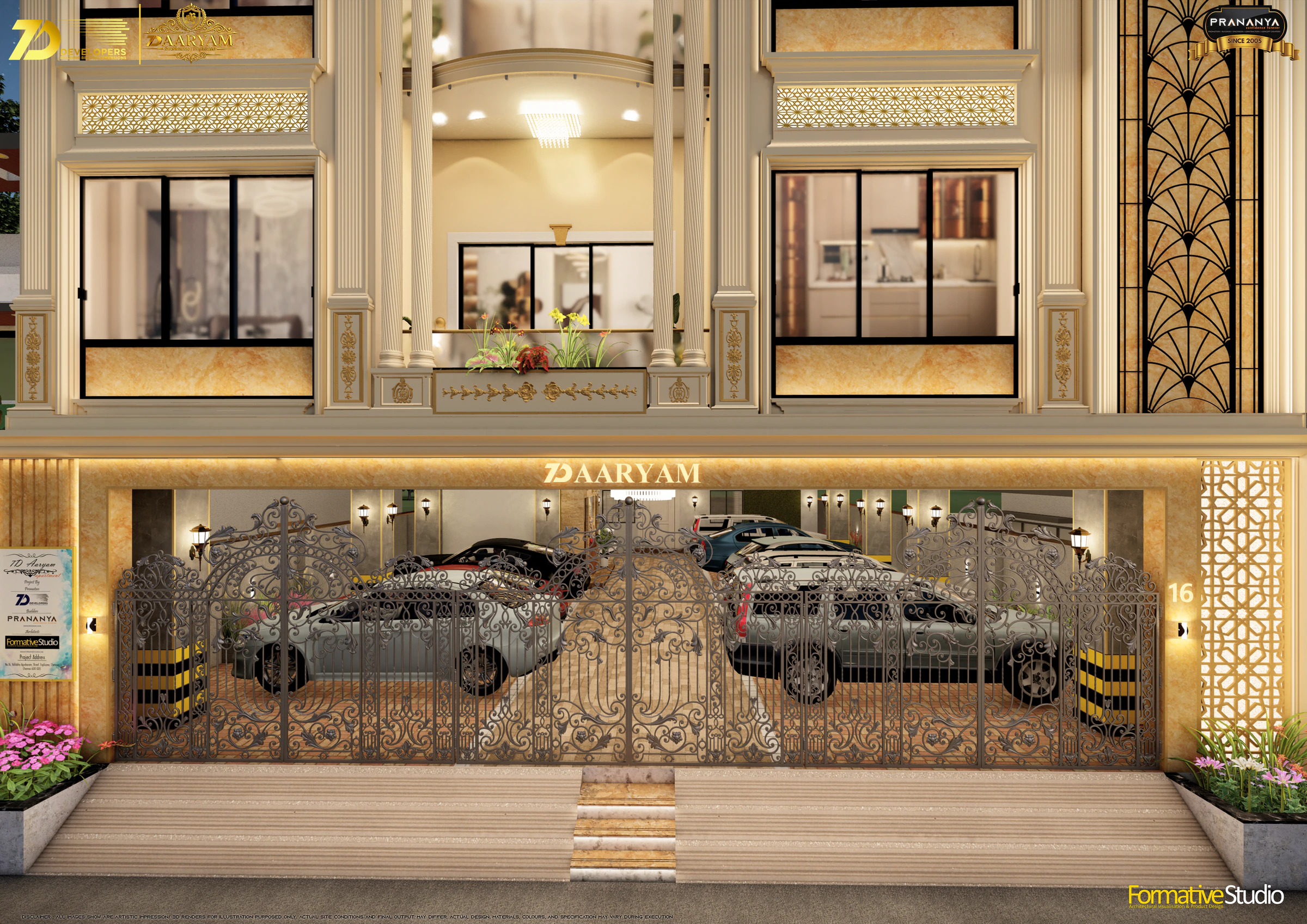 Entrance and gate detail for 7D AARYAM