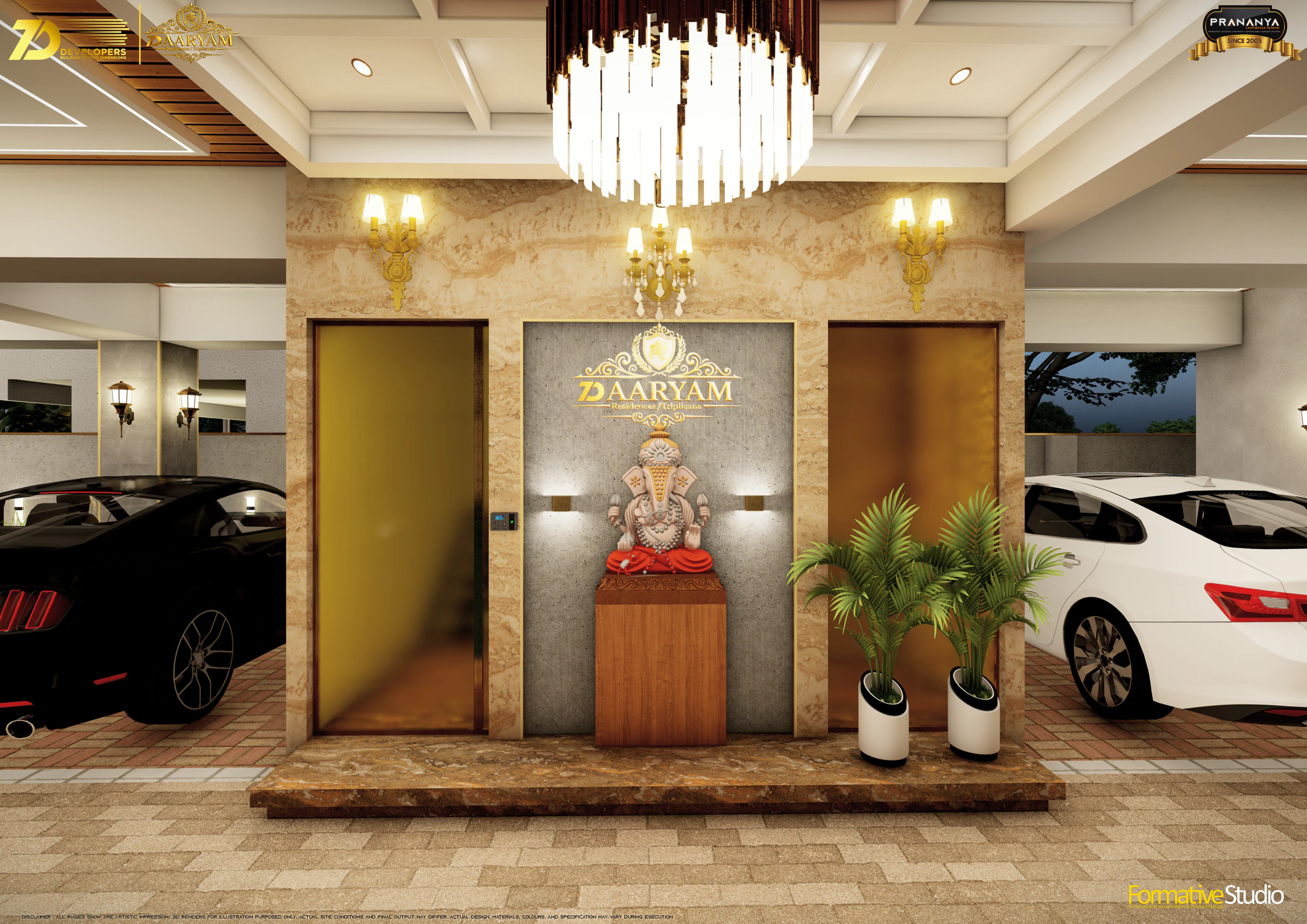 Lobby and lift entrance for 7D AARYAM