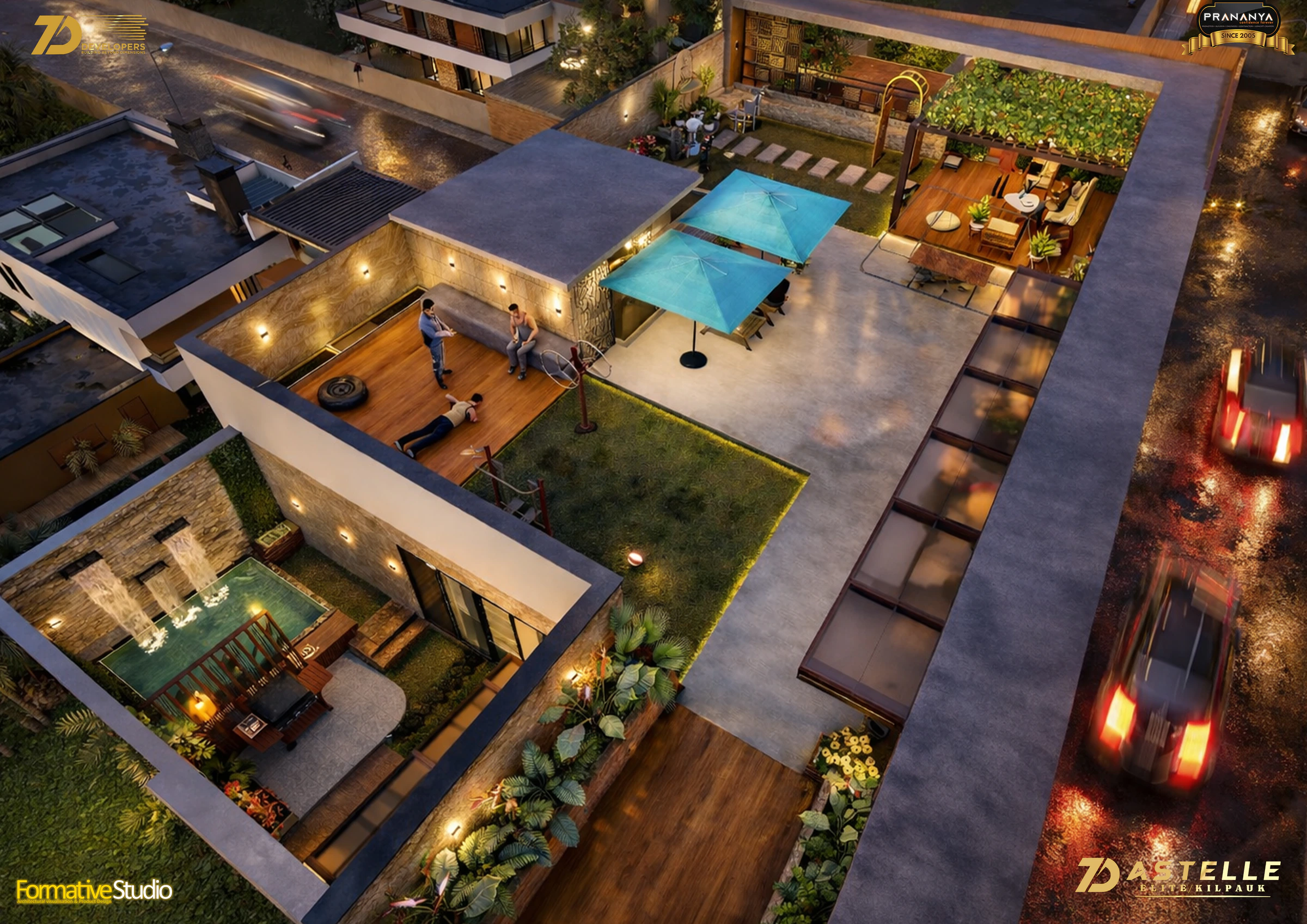 Aerial rooftop perspective for 7D Astelle