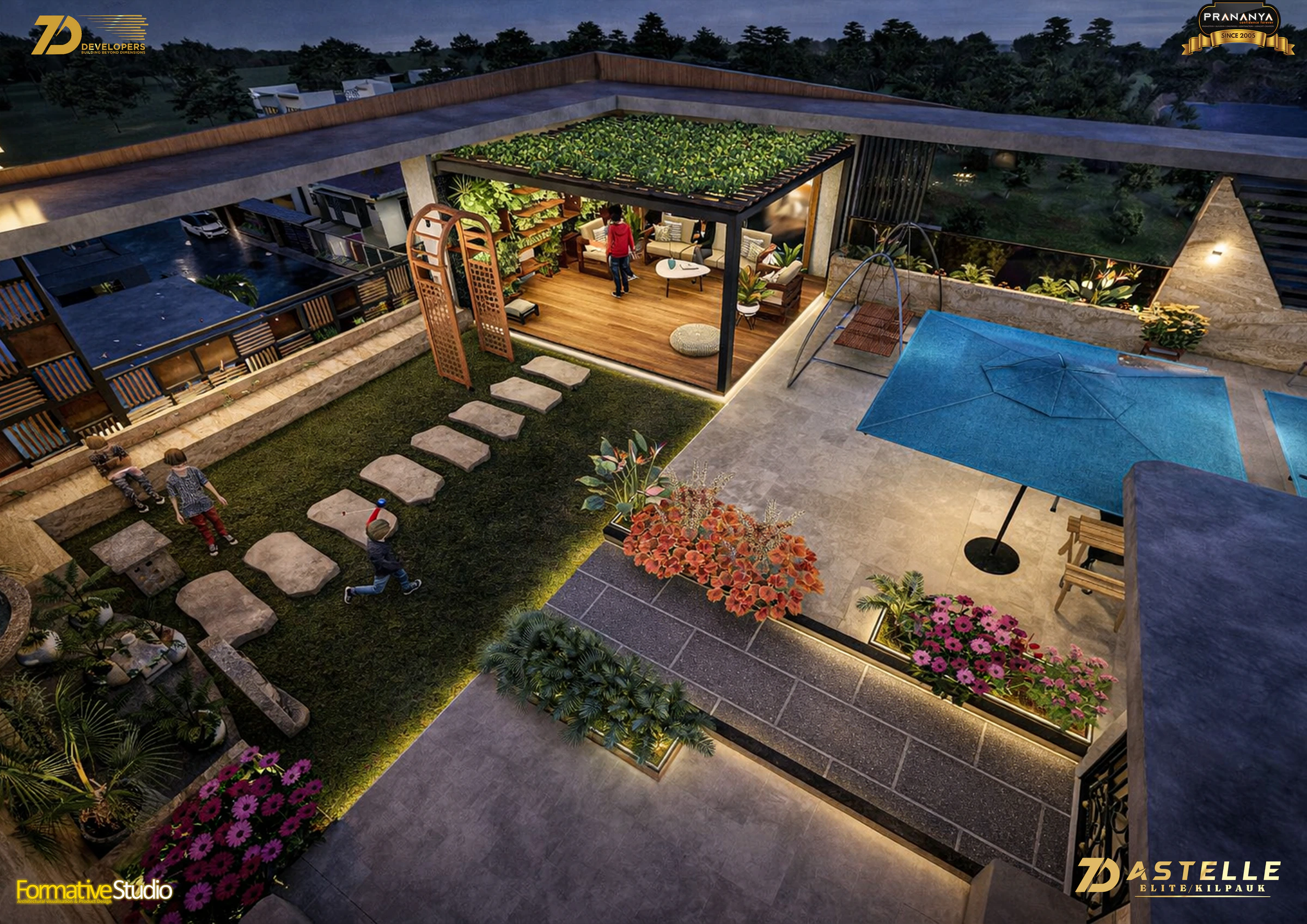 Rooftop terrace overview for 7D Astelle