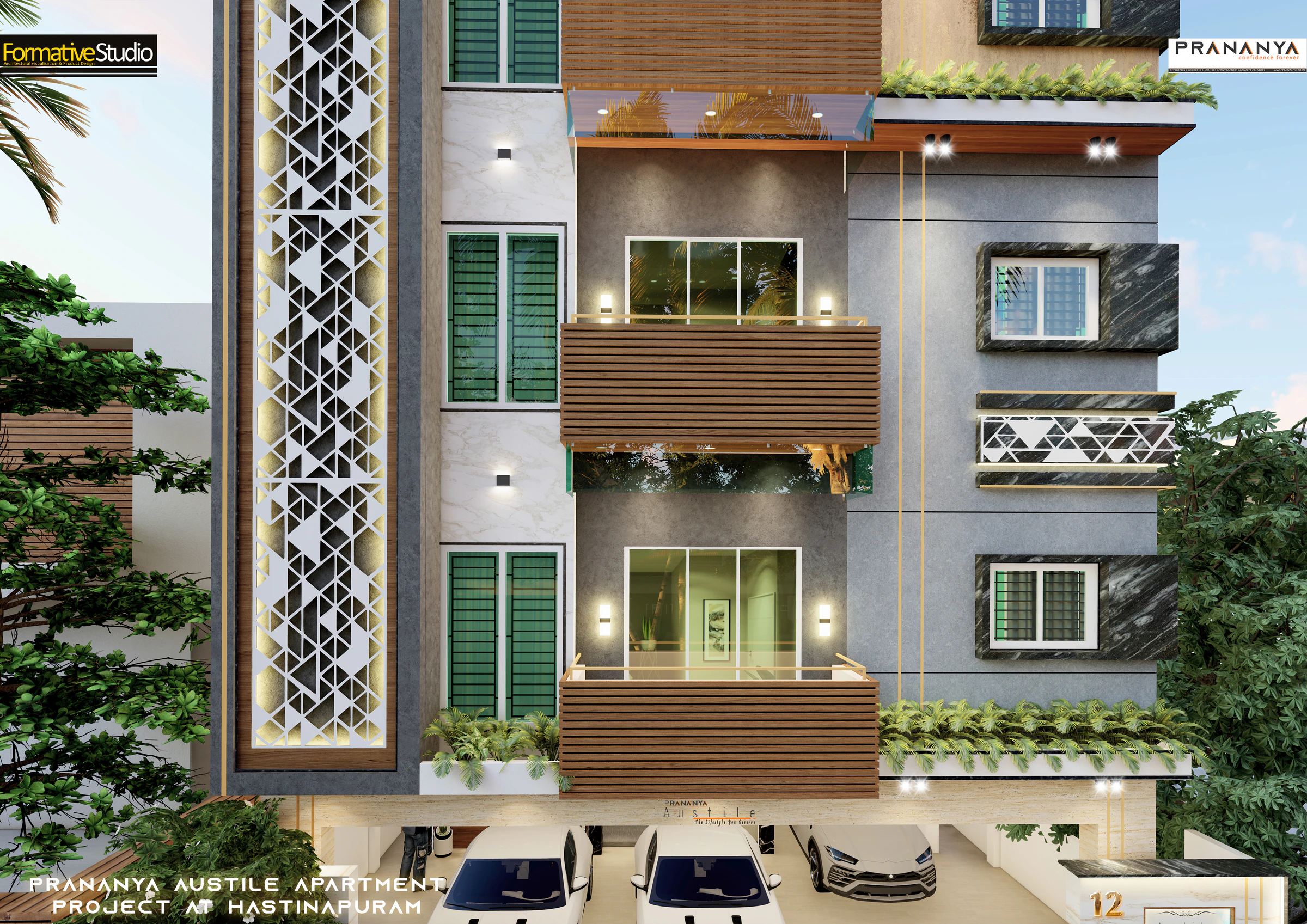 Complete front elevation for Prananya Austile