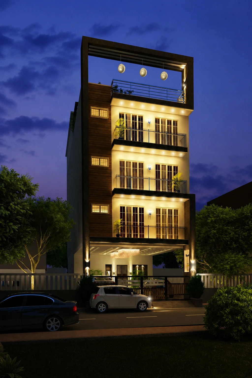 Urban White night elevation of Prananya Urban White