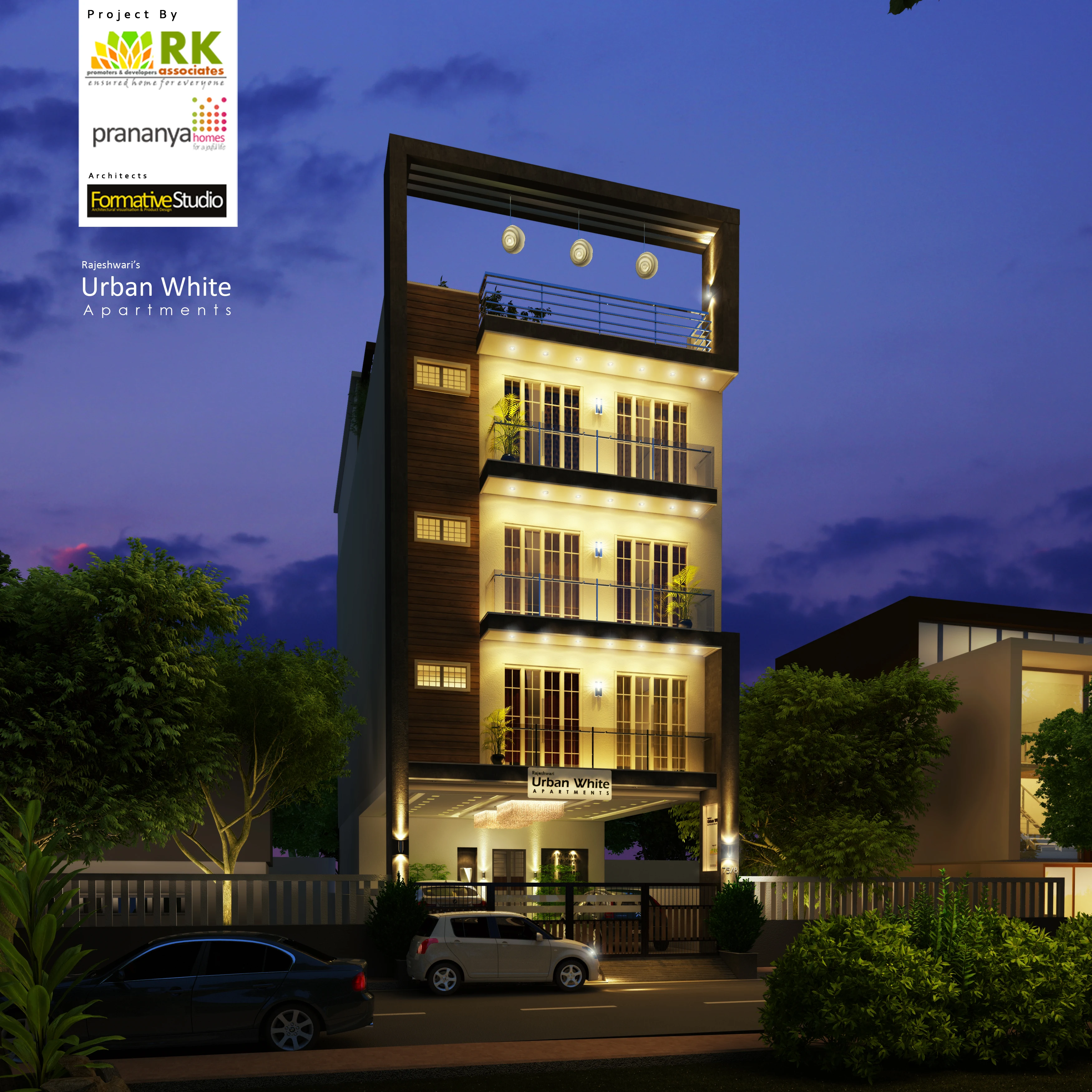 Alternate Urban White night elevation of Prananya Urban White